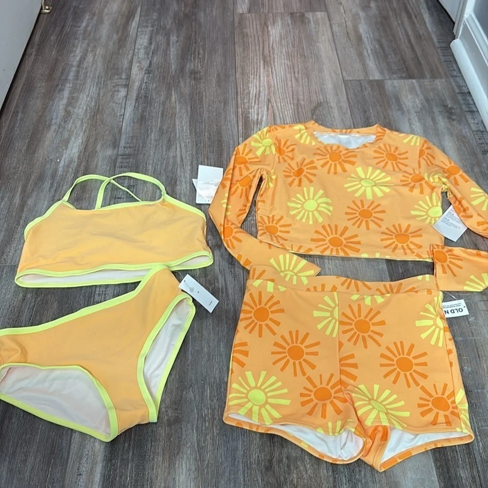 Old Navy sunshine yellow four piece swim set size medium